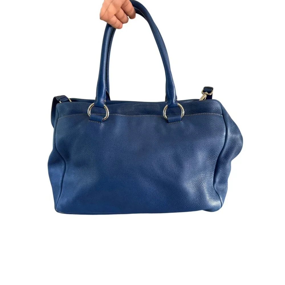 Prada Vitello Daino Baulette Cobalto w/ Crossbody Strap Leather Tote - Picture 2 of 13
